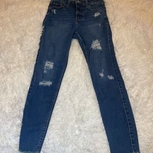 Old Navy Dark Blue Distressed Skinny Jeans